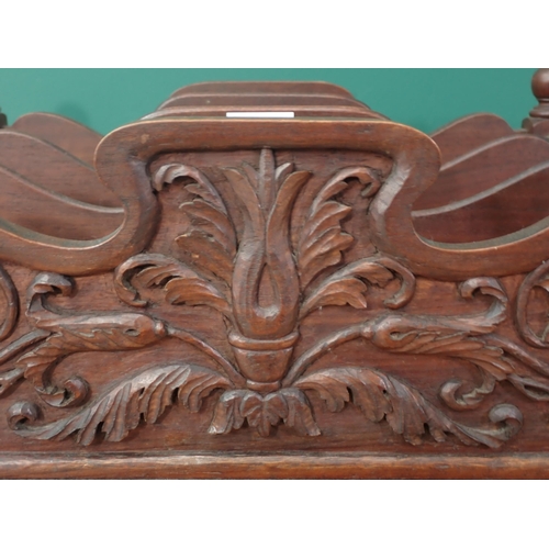 392 - A mahogany Canterbury with floral and leafage carving fitted single drawer to base 1ft 8in W x 1ft 8... 