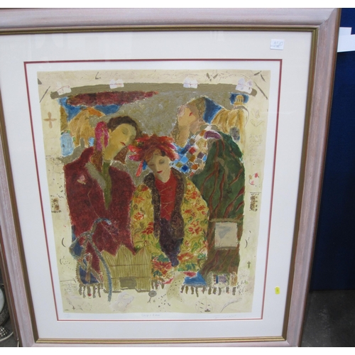 411 - LATE 20TH CENTURY SCHOOL. The Harem, oil on canvas, 29½ x 40in; and two framed reproductions after o... 