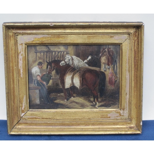 420 - W. GELLING. In a Stable; and In a Byre, signed, oil on board, 5 x 7in, a pair; together with three r... 