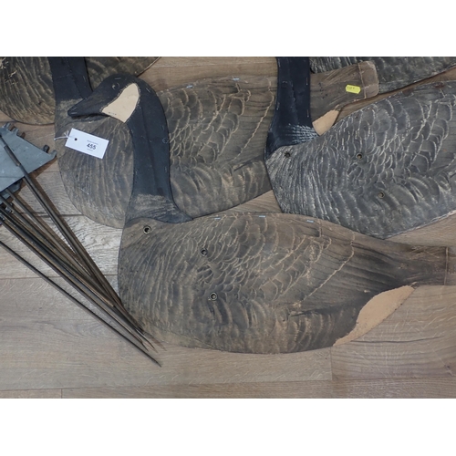 455 - Eight cardboard Johnson's Folding Canada Goose Decoys with spikes