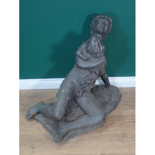 459 - A hollow cast bronze Fountain Feature in the form of a Boy, the Frog mouth plumbed for water 2ft 10i... 