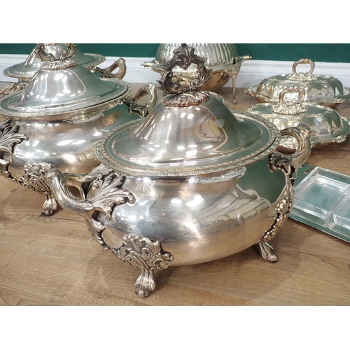 465 - Two boxes of silver plate including Entre Dishes and Covers