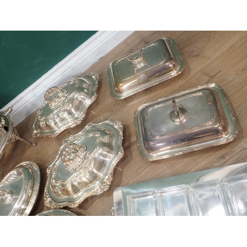 465 - Two boxes of silver plate including Entre Dishes and Covers