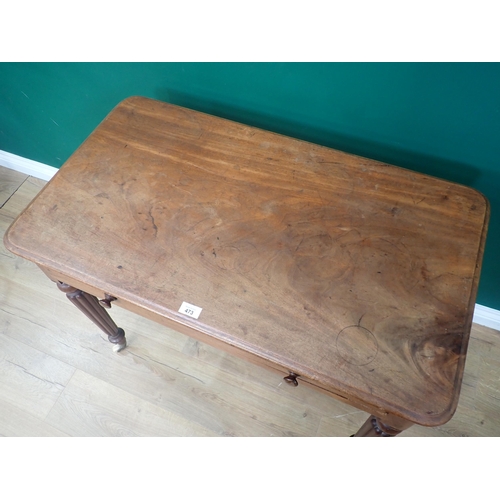 473 - A 19th Century mahogany Side Table fitted single frieze drawers mounted on fluted tapering supports ... 