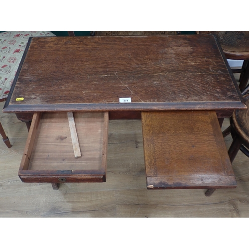 474 - An oak Desk and a bentwood cane seated Bedroom Chair