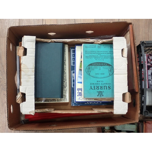 479 - Four boxes of Motoring Books, Kitchenalia, boxed Coffee Mill, Shuttlecocks, leather Cases and a Jave... 