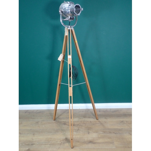 481 - A Strand electric Stage Spotlight on oak tripod, passed PAT