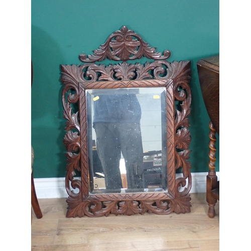 484 - A Wall Mirror with leafage carved frame 2ft 9in H x 1ft 10in W, an oak gateleg Occasional Table 2ft ... 