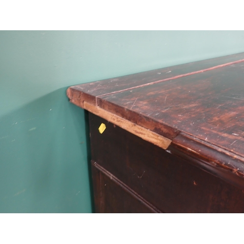 487 - A Victorian mahogany Kneehole Desk fitted nine drawers mounted on bun feet 4ft 3in W x 2ft 9in H