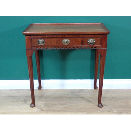 49 - A Georgian walnut tray top Side Table fitted single frieze drawer mounted on turned tapering support... 