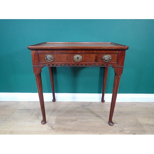 49 - A Georgian walnut tray top Side Table fitted single frieze drawer mounted on turned tapering support... 