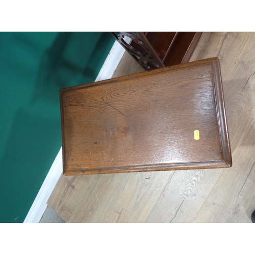 493 - A set of mahogany Wall Shelves fitted single drawer and two reproduction oak Joint Stools in the 17t... 