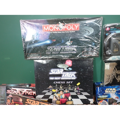 508 - Two boxes of Star Wars Models and Star Trek Calendars and Memorabilia