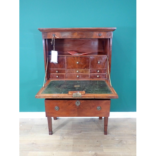 516 - A 19th Century mahogany veneered Escritoire fitted fall front enclosing drawers and two external dra... 