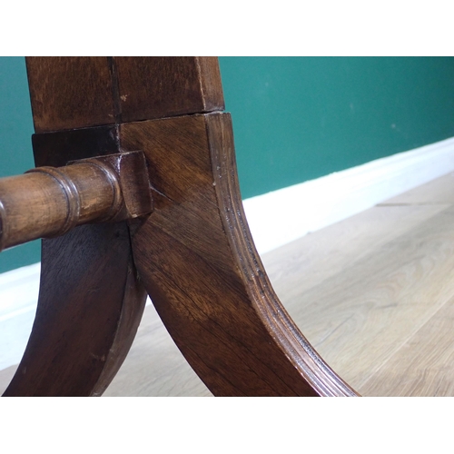 520 - A walnut veneered Sofa Table fitted two frieze drawers mounted upon cheval base with brass paw caste... 