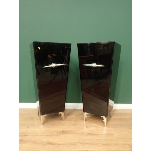 527 - A pair of Cavalli black lacquered Plant Stands 3ft 9in H x 1ft 8in W