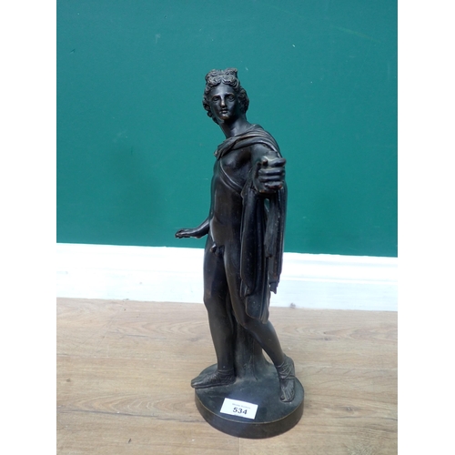 534 - A bronze Sculpture of a classical male nude 1ft 3in H