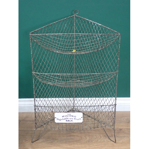 542 - A wire 'The Hygienic Vegetable and Fruit Rack' with enamel label, a Deed's Box, two metal stacking C... 