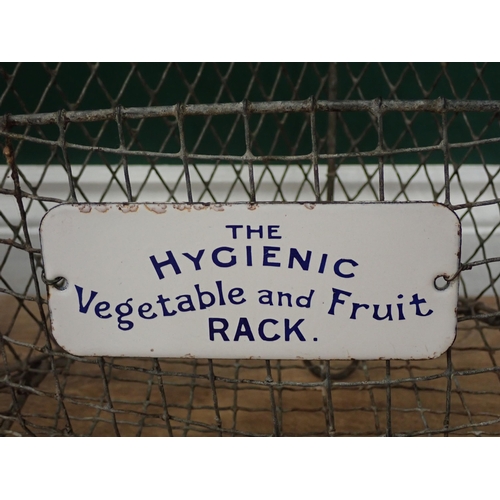 542 - A wire 'The Hygienic Vegetable and Fruit Rack' with enamel label, a Deed's Box, two metal stacking C... 