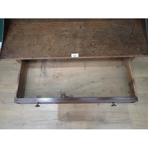 543 - A Georgian oak Wash Stand with shaped back fitted single frieze drawer mounted upon square cut taper... 