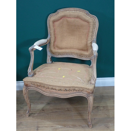 550 - A pair of antique French painted Elbow Chairs in need of reupholstery