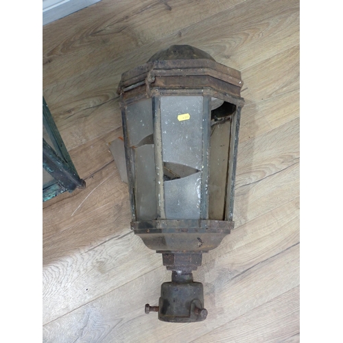 553 - An antique Street Lamp 3ft 3in H x 1ft 4in W and an octagonal Lantern (both A/F) 2ft H x 1ft W