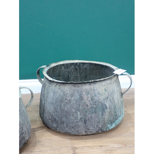 565 - Two large antique copper Cauldrons