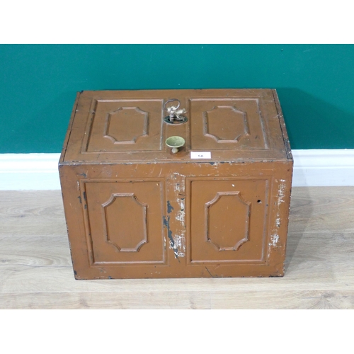 58 - A Victorian cast iron Safe with key 1ft 6in H x 1ft W