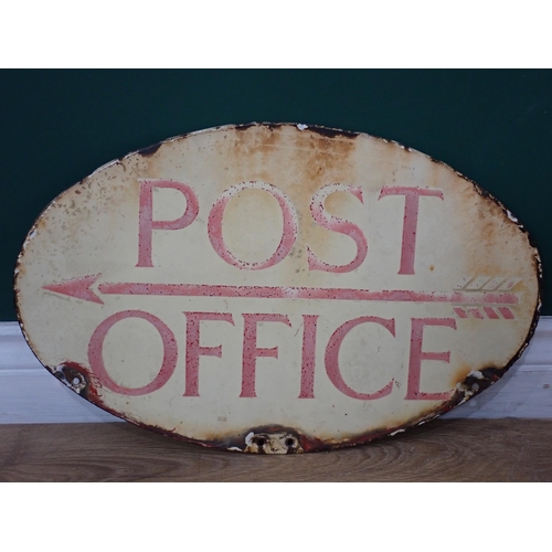 59 - An oval enamel Post Office Direction Sign 1ft 6in W x 1ft H