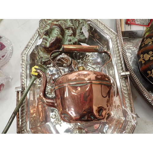 627 - A quantity of plated ware including an Epergne, a Coffee Pot, a Teapot, a Tray, a Basket and a metal... 