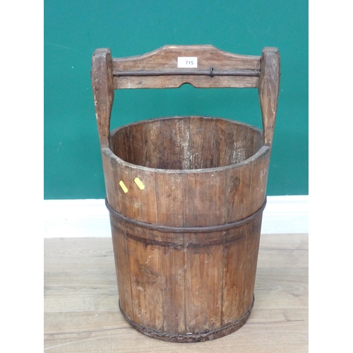 715 - An antique coopered pine Well Bucket