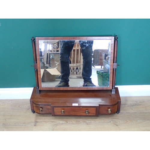 731 - A 19th Century mahogany Dressing Mirror fitted three drawers to base 2ft 2in W x 1ft 10in H