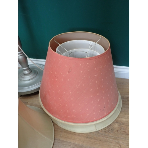 733 - A silver painted Standard Lamp and Shade (passed PAT) and five Shades