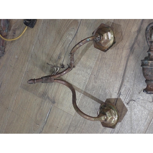 767 - A 19th Century brass two branch Wall Light with angel design and three other two branch Wall Lights