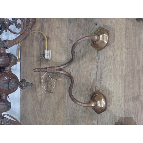 767 - A 19th Century brass two branch Wall Light with angel design and three other two branch Wall Lights