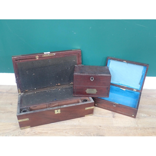 768 - A 19th Century mahogany and brass bound Writing Box, a rosewood Box and a mahogany Box A/F