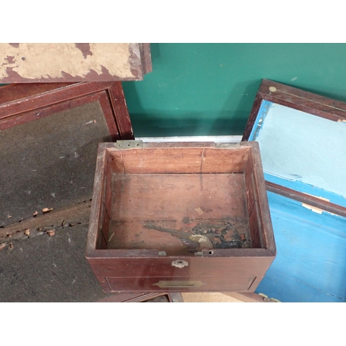 768 - A 19th Century mahogany and brass bound Writing Box, a rosewood Box and a mahogany Box A/F