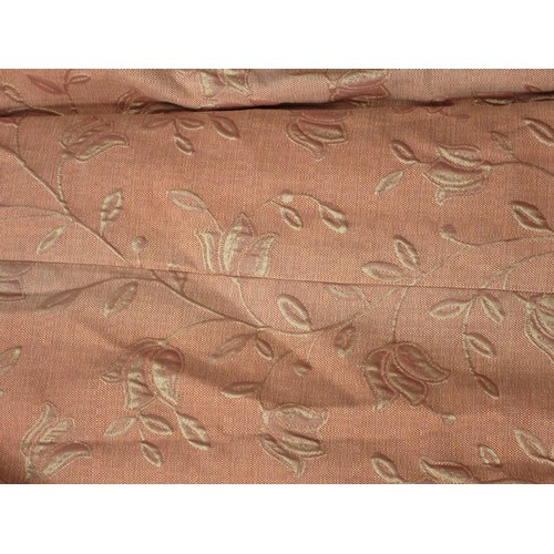 782 - A Pair of lined rust colour floral Curtains, 7ft 4in drop approximately x 6ft 6in W approximately