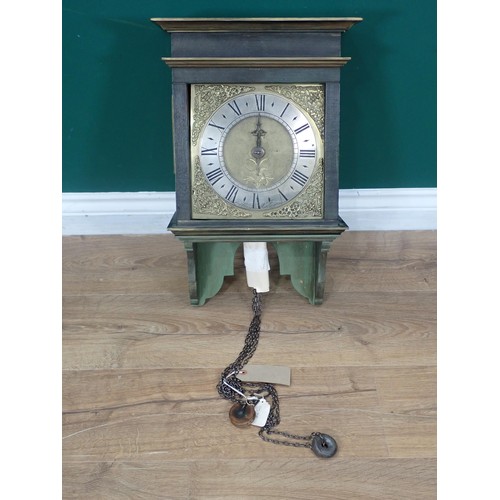 784 - A brass dial Wall Clock in later case, with silvered chapter ring and inscribed Wells, Watlington, 2... 