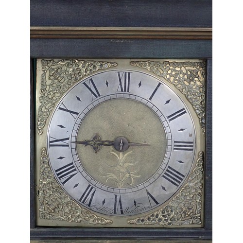 784 - A brass dial Wall Clock in later case, with silvered chapter ring and inscribed Wells, Watlington, 2... 