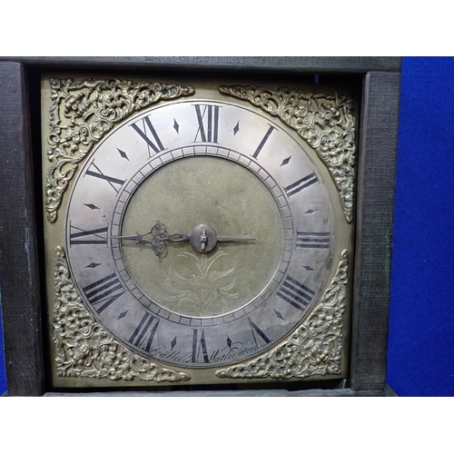 784 - A brass dial Wall Clock in later case, with silvered chapter ring and inscribed Wells, Watlington, 2... 