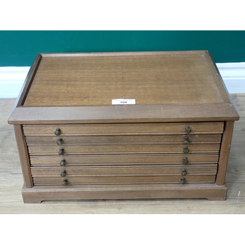 100 - A mahogany Coin Collector's Cabinet fitted six drawers 1ft 6in W x 10in H