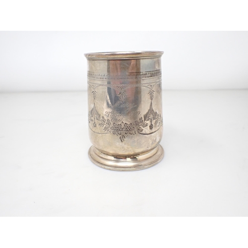 108 - A George V silver Christening Mug engraved floral swags and 'Mary', Birmingham 1925