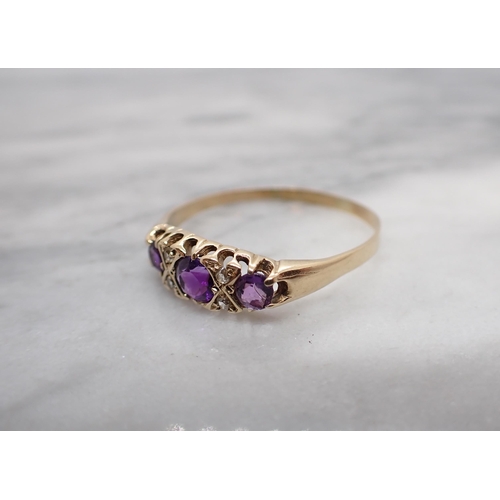 161 - A Victorian style Ring set purple and white stones, ring size X 1/2