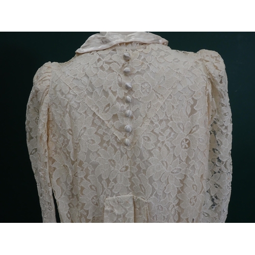 200 - A 1930's lace Wedding Dress and Veil in original box together with a faux fur Jacket, a fur Stole an... 