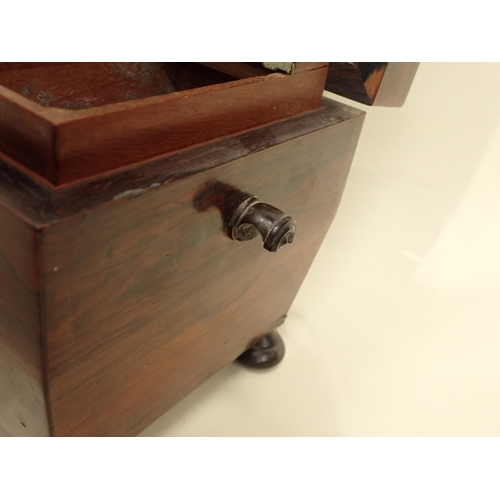 227 - A 19th Century rosewood Tea Caddy, one interior compartment missing, a two division Magazine Rack an... 