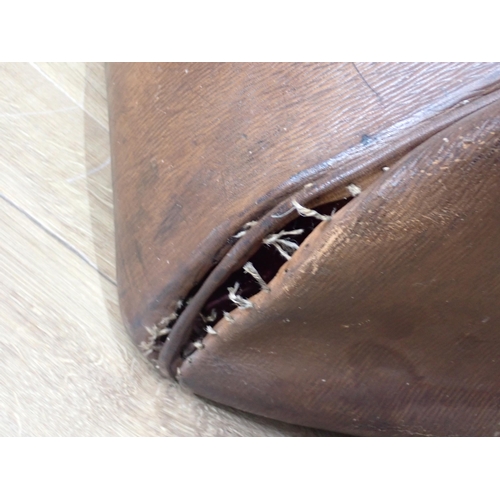 307 - An old leather Doctor's Bag with brass fittings and a Tea Trolley on barley twist supports