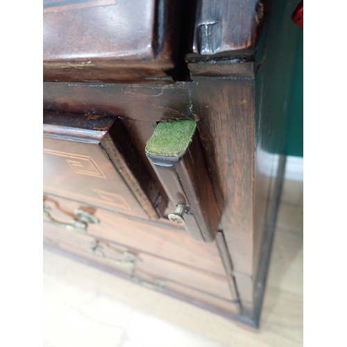 308 - A George III mahogany and inlaid Bureau Bookcase with astragal glazed upper section fitted four draw... 