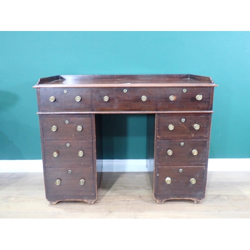 315 - A 19th Century mahogany Pedestal Desk fitted nine drawers 3ft 4in W x 2ft 6in H