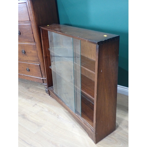 317 - A Victorian mahogany veneered Chest of two short and three long drawers mounted on turned feet 3ft 9... 